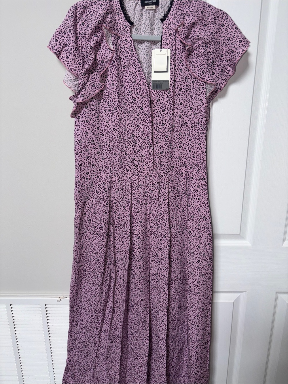 Zadig & Voltaire Ruskin Goa Blossom Ruffle Sleeve Maxi Dress Medium
